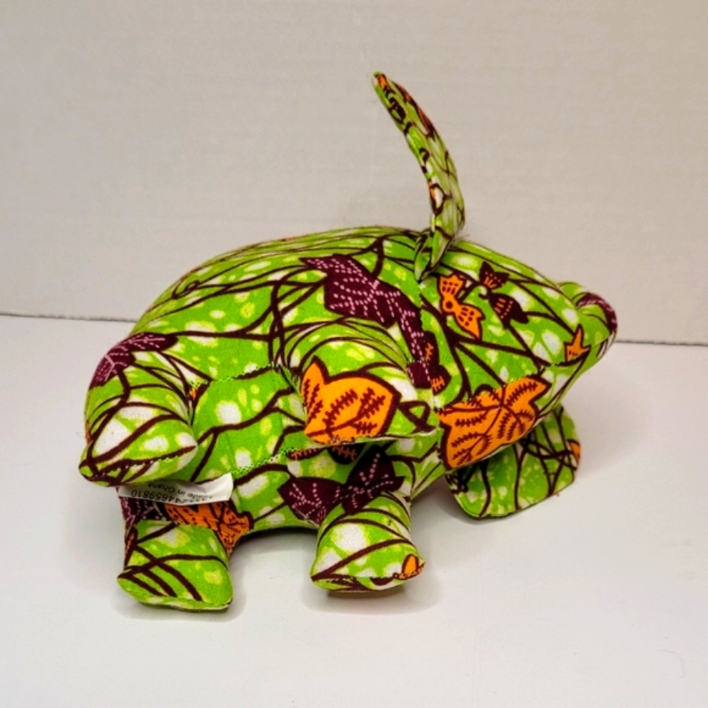 Lovely Fall Leaf Motif Green Small Stuffed Elephant Accent Pillow RARE - Picture 6 of 14